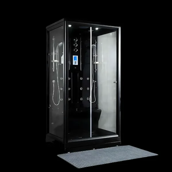 NimbusRoom Steam Shower Model VV-883 with elegant acrylic tray and blue glass options