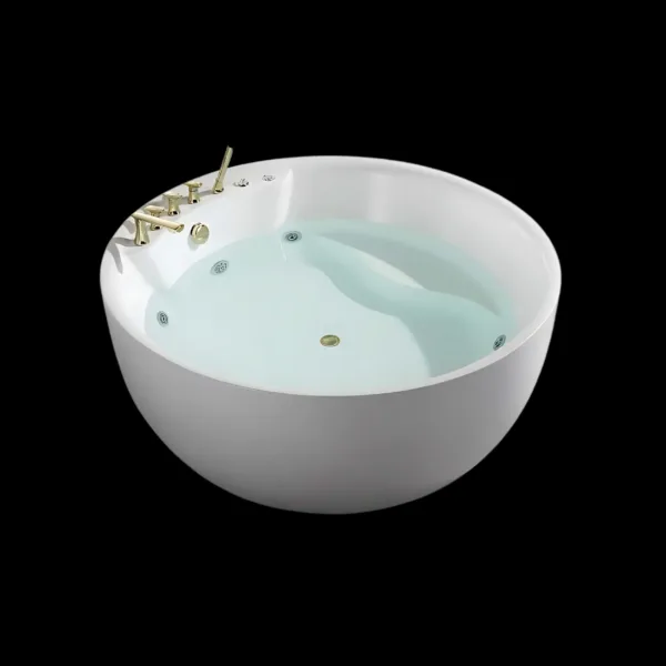 Celestia Spa Bath System Vv-8027: Elegant round acrylic bathtub with 1.0HP water pump and 8 massage nozzles for a luxurious hydrotherapy experience