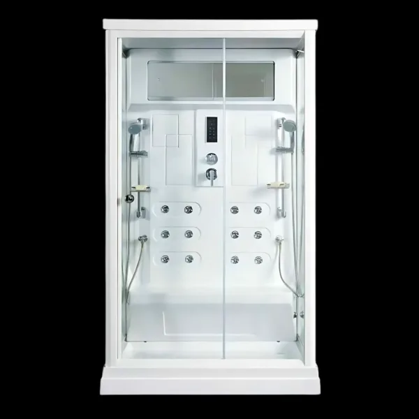 VaporCove Steam Shower Room – Model VVWG-A2206N with acrylic tray and acupuncture massage jets