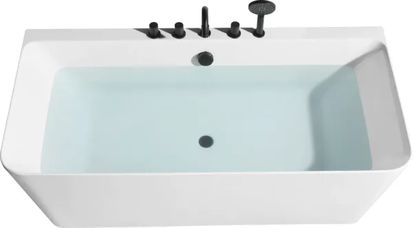 Elegant FenixBliss Soaking Bathtub Vv-8038 in sleek white acrylic, showcasing its modern design and spacious interior for a luxurious bathing experience.