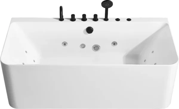 Integrated massage switch feature of the HydraBloom Soaking Bathtub"