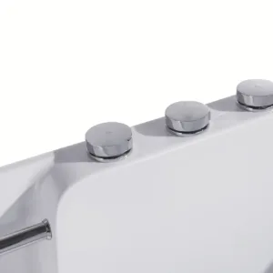 Close-up of the high-quality acrylic finish of the LuminaGlow bathtub