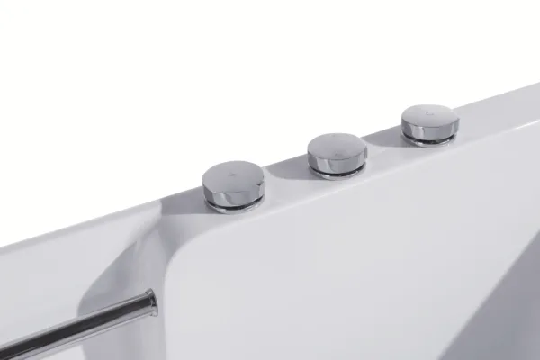 Close-up of the high-quality acrylic finish of the LuminaGlow bathtub