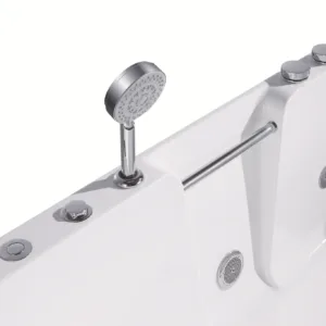 Hand shower and hot/cold mixer faucet of the LuminaGlow Soaking Bathtub