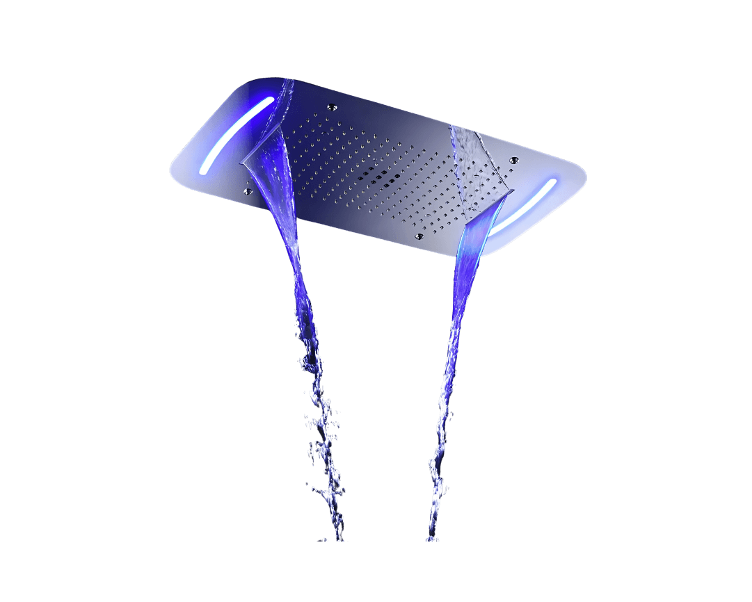 Various luxurious shower heads designed for a premium shower experience