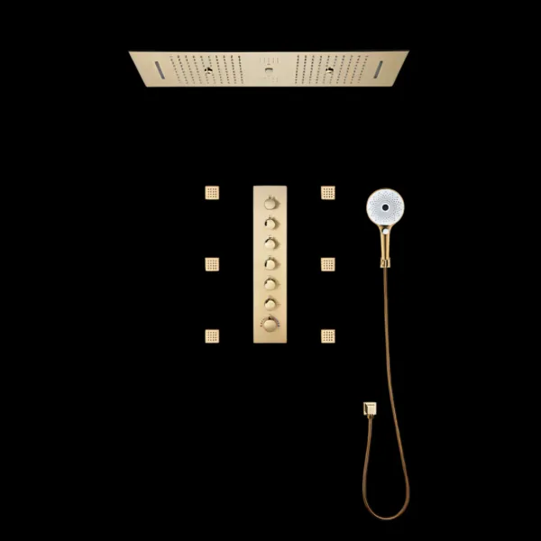 Meraviglioso Multifunctional Shower System in brushed gold with LED lighting.