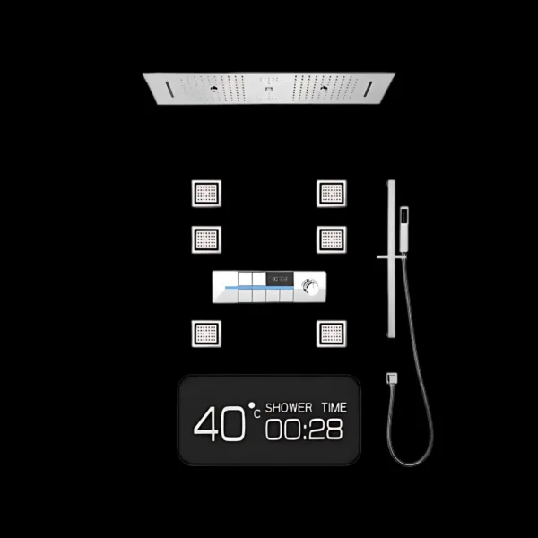 AquaVita Shower System Vv-15382A-1 in Chrome finish with LED shower head and Bluetooth music functionality