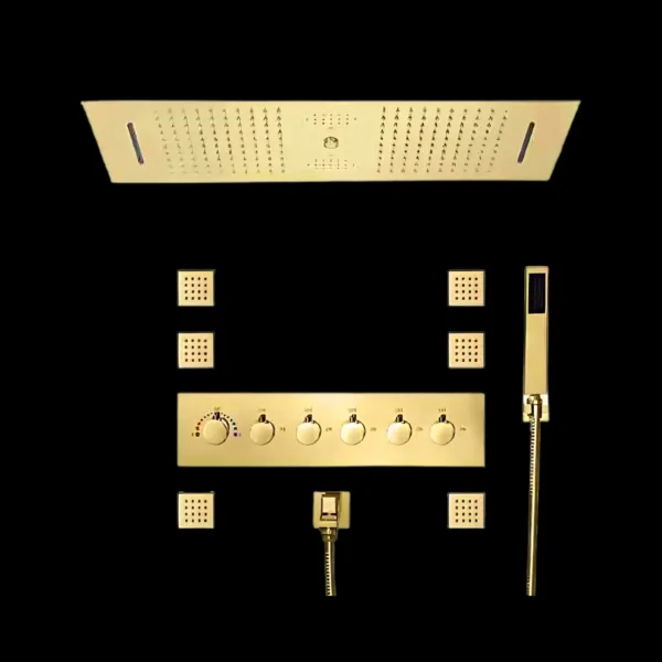 Oceano Shower System VV-15436A-3 with gold finish and LED shower head