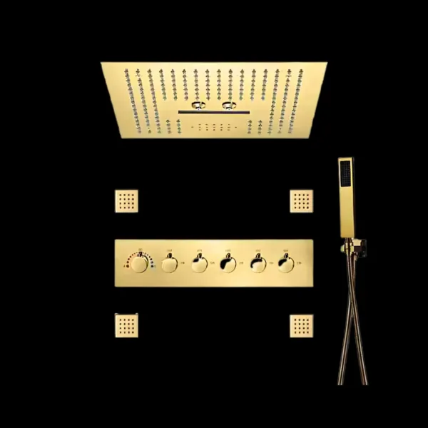 Shower System VV-15130-3 with LED showerhead and gold finish