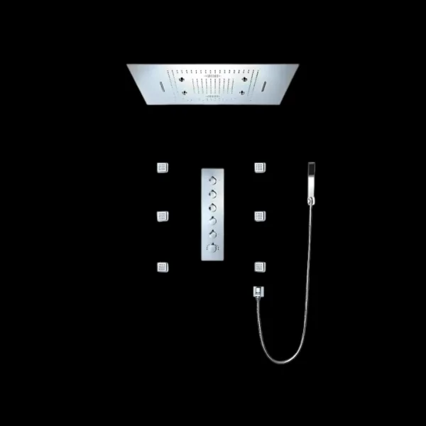 Serenità Shower System VV-05044B in chrome with LED shower head and Bluetooth speaker