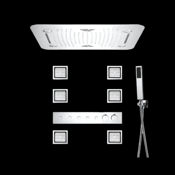 Cristallo Shower System Vv-15223A-1 with LED and Bluetooth in chrome finish