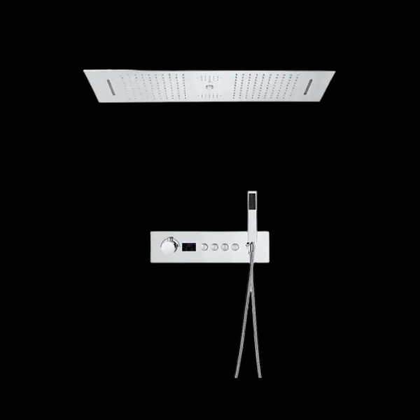 Cascata Shower System Vv-05119A-1 in Chrome with LED Bluetooth shower head and thermostatic control