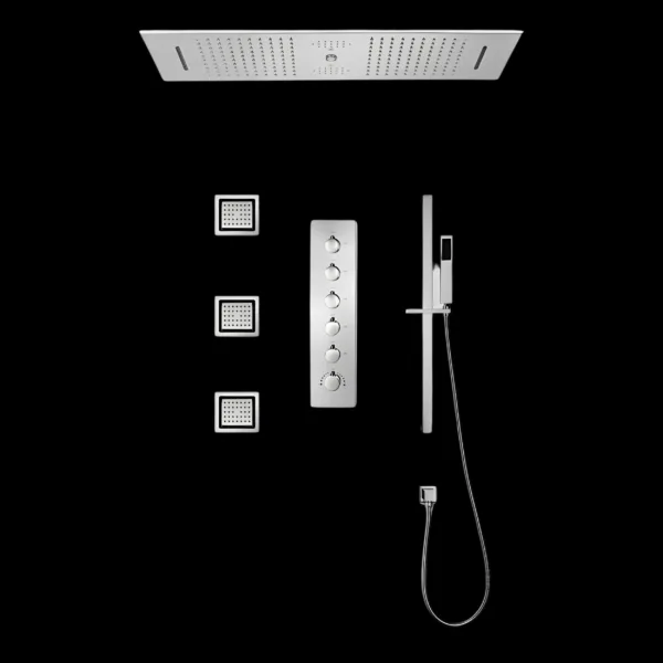 Esplora Chrome Shower System with LED Shower Head, Body Jets, and Bluetooth Music Function