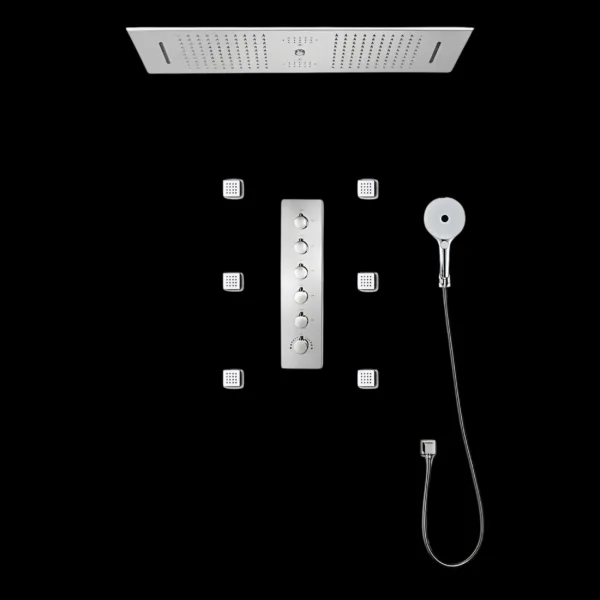 Urbano Chrome Shower System with LED Shower Head, Body Jets, and Bluetooth Music Function