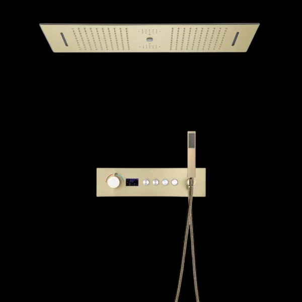 Radioso Shower System in Brushed Gold - Full View