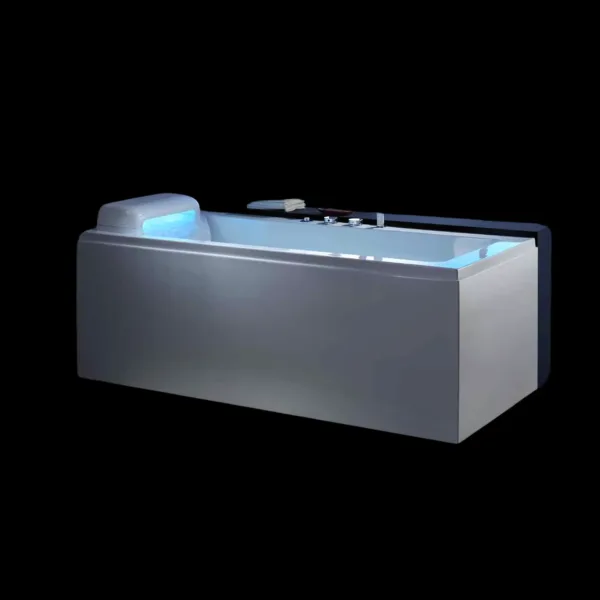 FlowWave Hydro Bathtub VV-L239 with illuminated neck waterfall massage in a modern bathroom setting