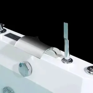 Close-up of TidalWave Hydro Massage Tub VV-U1025 handheld shower and copper thermostatic mixer