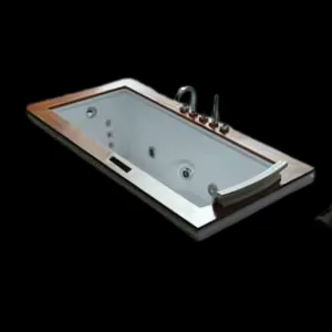 WonderJet Hydro Spa Bath with colorful LED waterfall lights and teak wood panel finish