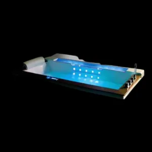 ZephyrJet Spa Bath System with acrylic design and colorful waterfall lighting